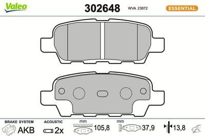 Juego de balatas de freno VALEO 302648