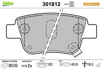 Juego de balatas de freno VALEO 301812