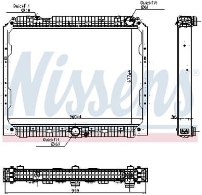 Radiador, refrigeración del motor NISSENS 627003