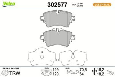 Juego de balatas de freno VALEO 302577