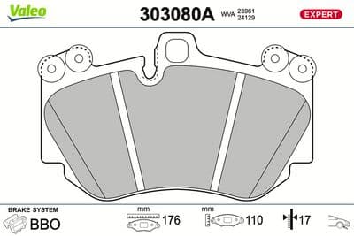 Juego de balatas de freno VALEO 303080A