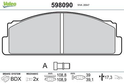 Juego de balatas de freno VALEO 598090