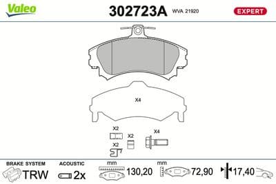Juego de balatas de freno VALEO 302723A