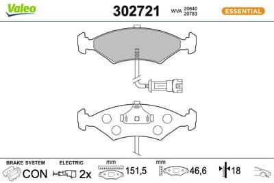 Juego de balatas de freno VALEO 302721