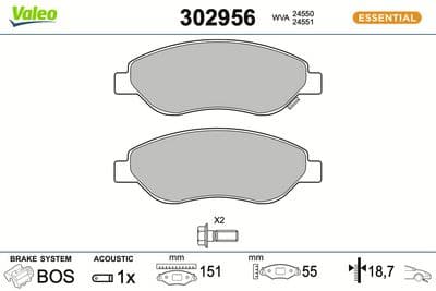 Juego de balatas de freno VALEO 302956