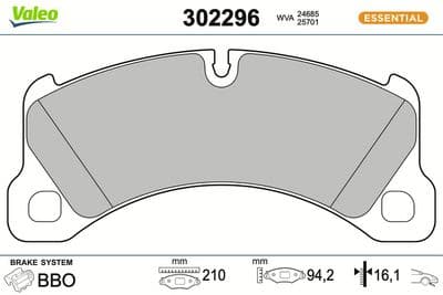 Juego de balatas de freno VALEO 302296