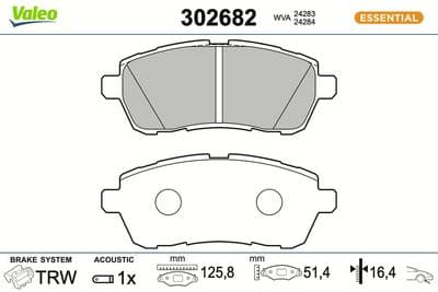 Juego de balatas de freno VALEO 302682