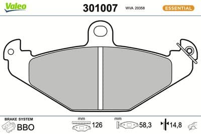 Juego de balatas de freno VALEO 301007