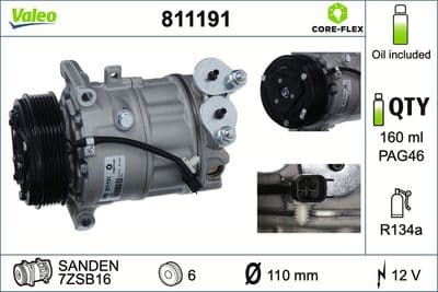 Compresor, aire acondicionado VALEO 811191