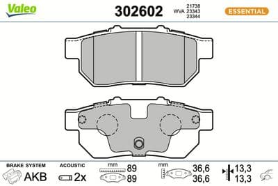 Juego de balatas de freno VALEO 302602