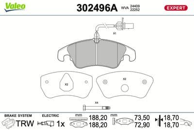 Juego de balatas de freno VALEO 302496A