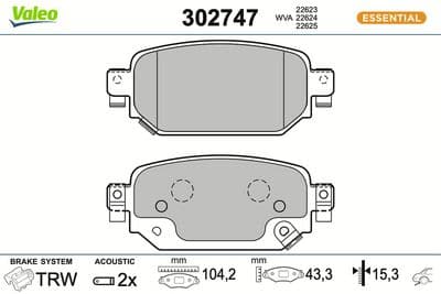 Juego de balatas de freno VALEO 302747