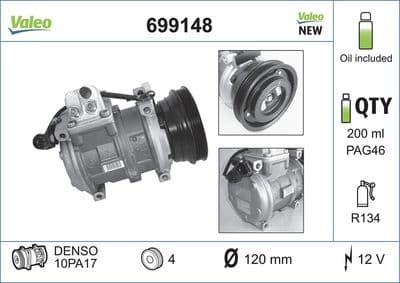 Compresor, aire acondicionado VALEO 699148