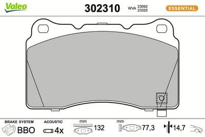 Juego de balatas de freno VALEO 302310