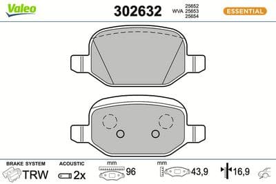 Juego de balatas de freno VALEO 302632