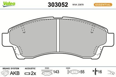 Juego de balatas de freno VALEO 303052