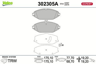 Juego de balatas de freno VALEO 302305A