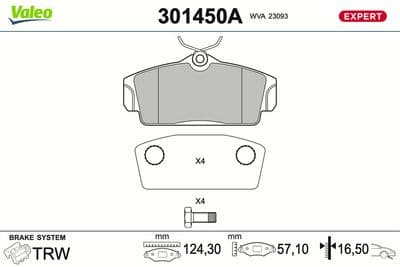 Juego de balatas de freno VALEO 301450A