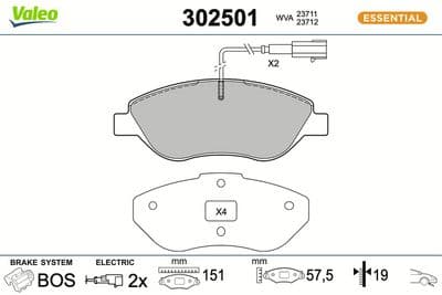 Juego de balatas de freno VALEO 302501