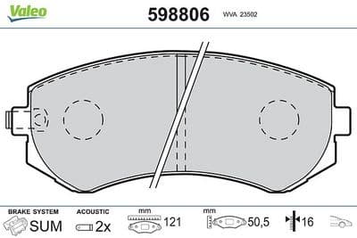Juego de balatas de freno VALEO 598806