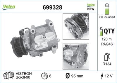 Compresor, aire acondicionado VALEO 699328