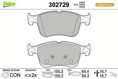 Juego de balatas de freno VALEO 302729