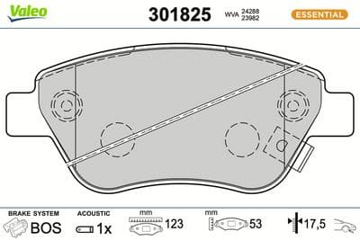 Juego de balatas de freno VALEO 301825