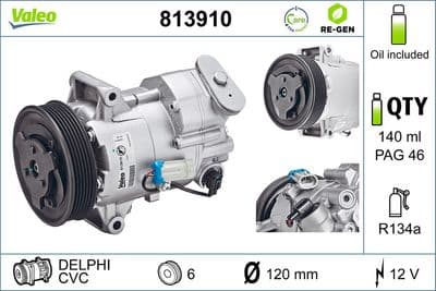 Compresor, aire acondicionado VALEO 813910
