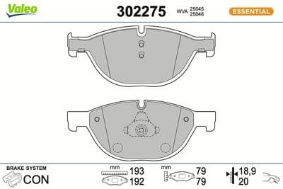 Juego de balatas de freno VALEO 302275