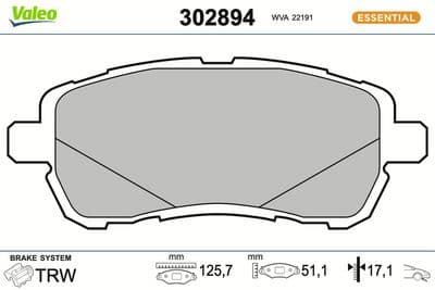 Juego de balatas de freno VALEO 302894