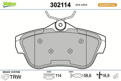 Juego de balatas de freno VALEO 302114