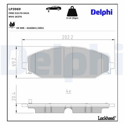 Juego de balatas de freno DELPHI LP3969