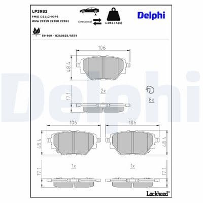 Juego de balatas de freno DELPHI LP3983