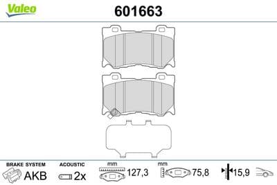 Juego de balatas de freno VALEO 601663
