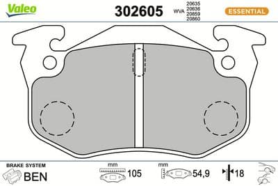 Juego de balatas de freno VALEO 302605