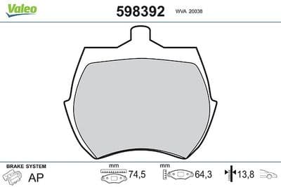 Juego de balatas de freno VALEO 598392