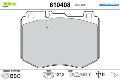 Juego de balatas de freno VALEO 610408
