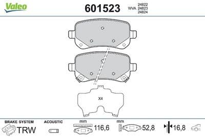 Juego de balatas de freno VALEO 601523