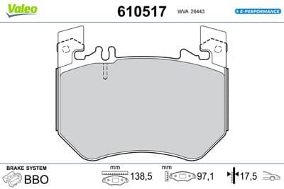 Juego de balatas de freno VALEO 610517