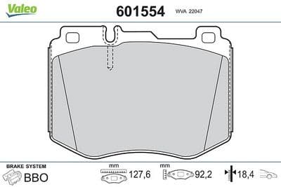 Juego de balatas de freno VALEO 601554