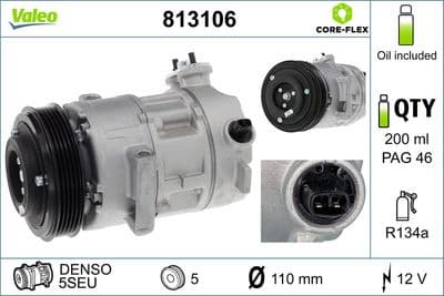 Compresor, aire acondicionado VALEO 813106
