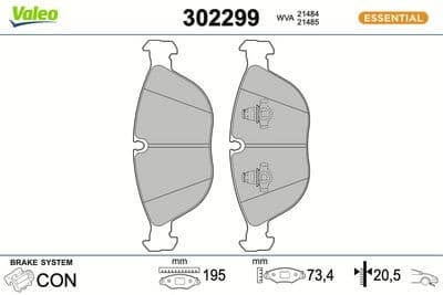 Juego de balatas de freno VALEO 302299