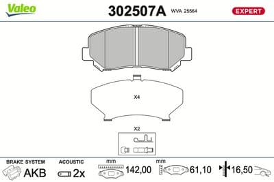 Juego de balatas de freno VALEO 302507A