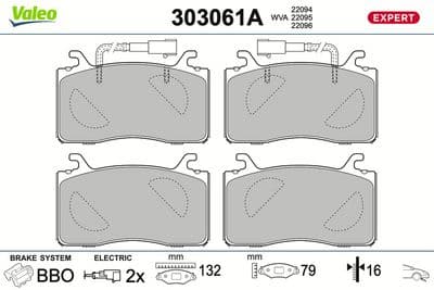 Juego de balatas de freno VALEO 303061A