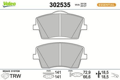 Juego de balatas de freno VALEO 302535