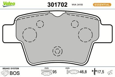 Juego de balatas de freno VALEO 301702