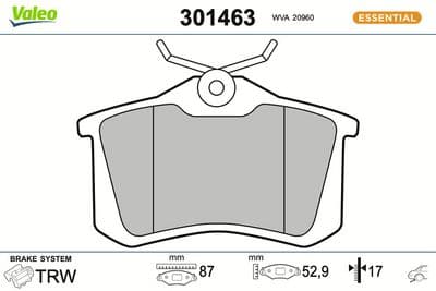 Juego de balatas de freno VALEO 301463