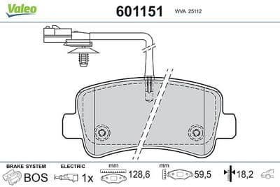Juego de balatas de freno VALEO 601151