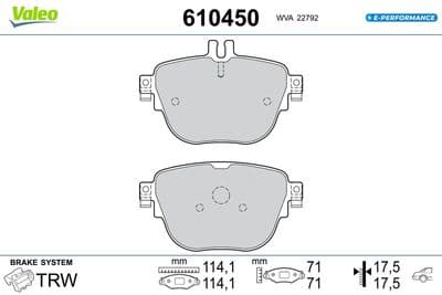 Juego de balatas de freno VALEO 610450