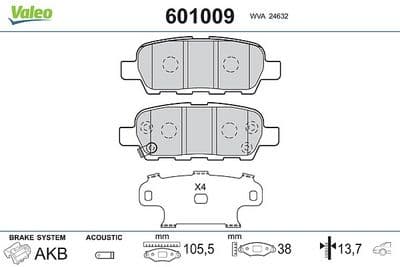 Juego de balatas de freno VALEO 601009